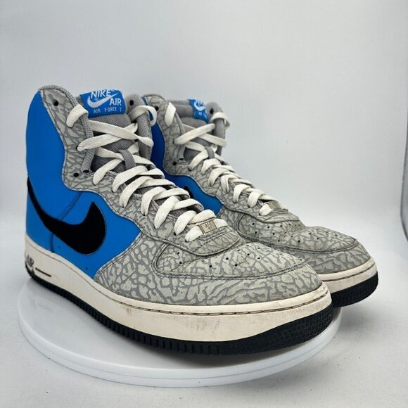 Nike Air Force 1 High Men Size 11.5 315121-406 Blue Court Crackle Grey Shoes - Picture 4 of 14